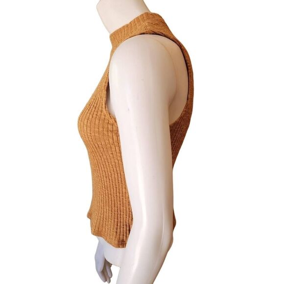 Forever 21 Tan Ribbed Mock Neck Tank Top (0X) - Picture 3 of 5